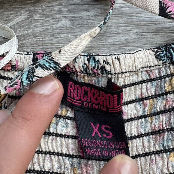 Rock & Roll Denim Women's XS Tropical Print Button Front Maxi Dress - Picture 6 of 10